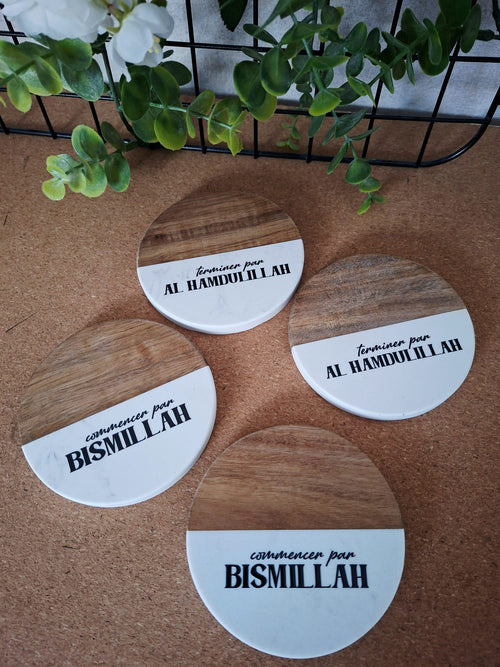 4 dessous de verre Bismillah | Al Hamdulillah